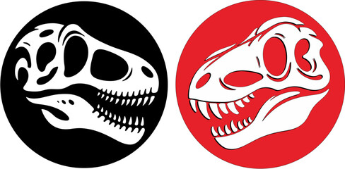 Vector Dinosaur Skull Illustration in Minimalist and Contrasting Style, Perfect for logos, posters, or graphic projects
