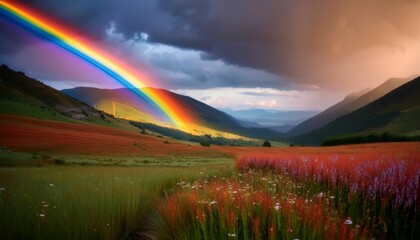 Obraz premium The rainbow bridges the gap between worlds. 