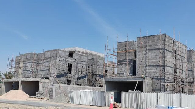 Under Construction House Or Villa's,villa's With Concreate Block Or Bricks.
Exterior View Of 02 Story Under Construction House With Modern Design.
In Complete Villa's, Home Or House full Structure
