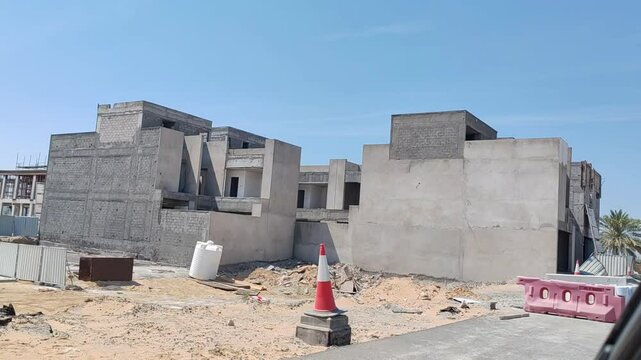 Under Construction House Or Villa's,villa's With Concreate Block Or Bricks.
Exterior View Of 02 Story Under Construction House With Modern Design.
In Complete Villa's, Home Or House full Structure