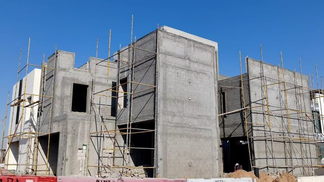 Under Construction House Or Villa's,villa's With Concreate Block Or Bricks.
Exterior View Of 02 Story Under Construction House With Modern Design.
In Complete Villa's, Home Or House full Structure