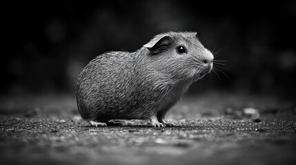A guinea pig investigates its surroundings with curiosity on a muted backdrop