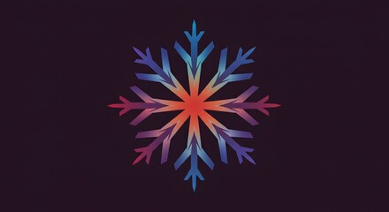 Vibrant Snowflake Design with Gradient Colors on Dark Background