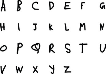 Simple handwritten uppercase English alphabet