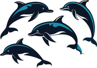 dolphin silhouette set.