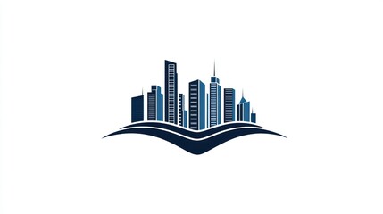 Fototapeta premium City Skyline Design on Wave Background
