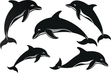 dolphin silhouette set.
