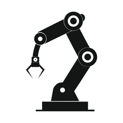 black robot arm design on white background