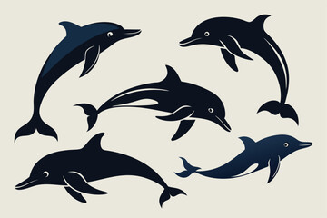 dolphin silhouette set.