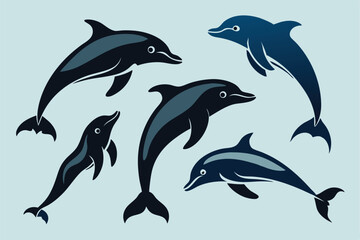 dolphin silhouette set.