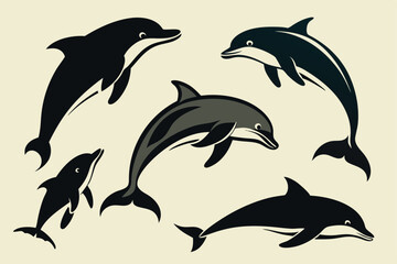 dolphin silhouette set.