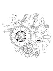 Abstract floral vector pattern design with pink flowers and leaf elements for spring decoration