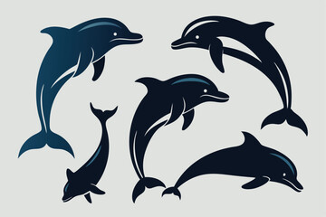 dolphin silhouette set.