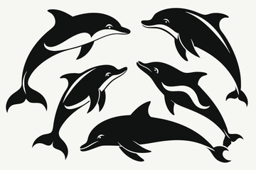 dolphin silhouette set.