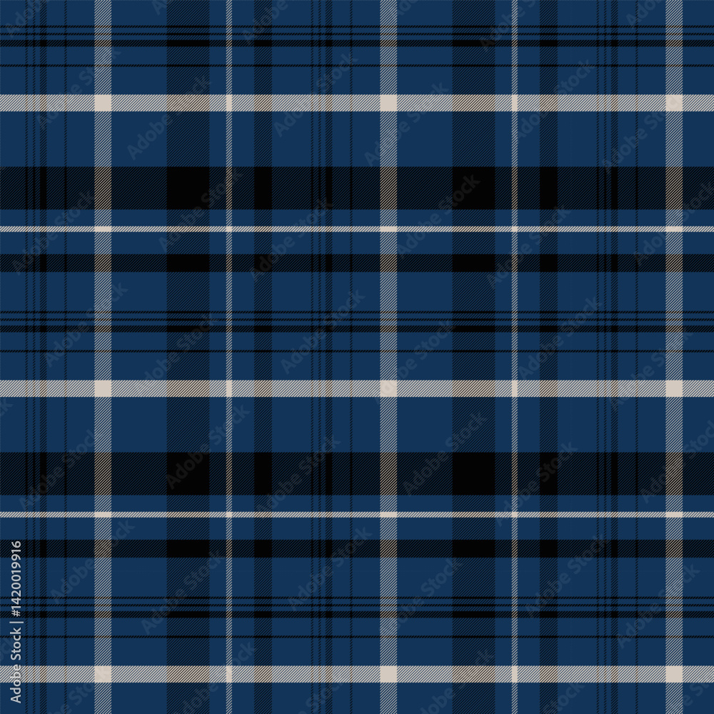 Wall mural plaid with twill weave repeat pattern in navy blue.gingham seamless pattern with stripes.checkered t