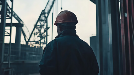Engineer monitoring crane operation at construction site. Featuring control and coordination