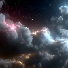 Obraz premium Celestial Drama Night Sky Above Clouds Majestic Atmospheric Dreamy Vision Scenery and Fantasy Space