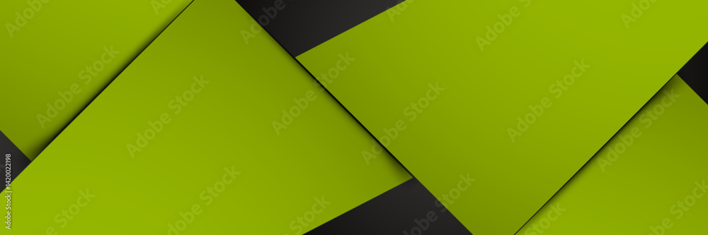 Poster Green and Black Abstract Geometric Background with Overlapping Layers