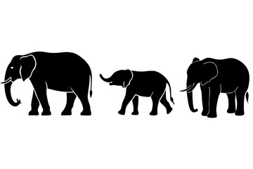 Fototapeta premium set of Elephant vector silhouette illustration isolated on white background