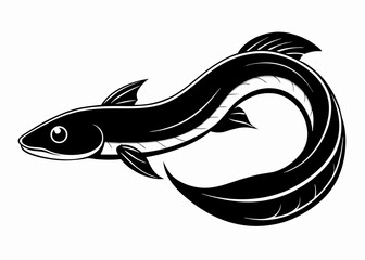 Unagi eel silhouette vector black on white background