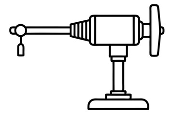 Drill Press Line Art Vector Illustration