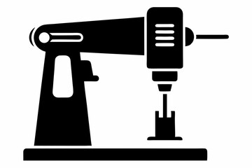 Drill Press Black Silhouette Vector Illustration