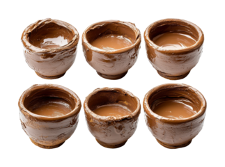 Creating unique clay bowls in a pottery hands-on experience isolated on transparent background