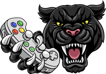 Black Panther Leopard Jaguar Cat Gamer Mascot