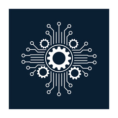 Interconnected Gears and Circuitry: An abstract design featuring interconnected gears and circuitry, symbolizing technological synergy and innovation.