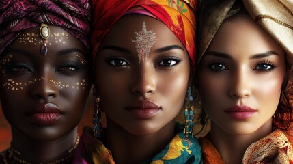 Obraz premium World day as diverse cultures and multiculturalism society and international tolerance celebration of global diversity and african american asian and caucasian culture integration and pride as a mult