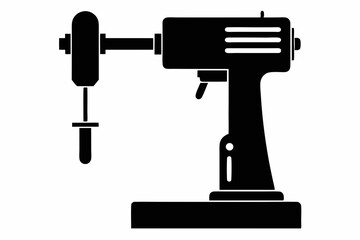 Drill Press Black Silhouette Vector Illustration