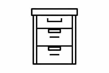 Filing Cabinet Line Art Vector Illustration