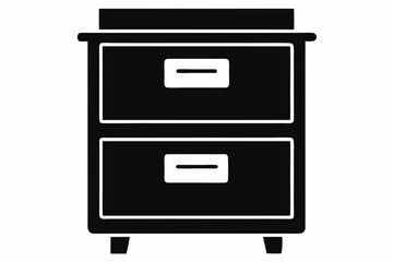 Filing Cabinet Black Silhouette Vector Illustration