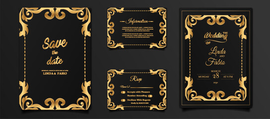 luxury wedding invitation card design set