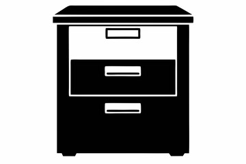 Filing Cabinet Black Silhouette Vector Illustration