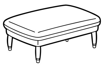 Footstool Line Art Vector Illustration