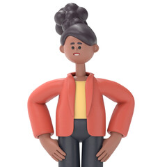 3D illustration of african american woman Coco is sad.Transparent Background Mockup.Supports PNG files with transparent backgrounds.