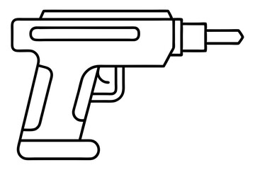 Nail Gun Line Art Vector Illustration