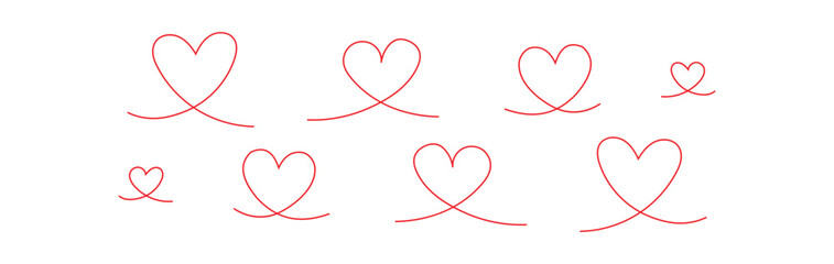 Hearts Shapes Icons, hand drawn love symbols, isolated vector clip art set