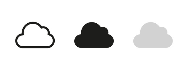 Cloud icon. Fluffy weather vector illustration. Symbol of sky, atmosphere and forecast. Internet storage and data upload or download sign. Nature and technology pictogram.