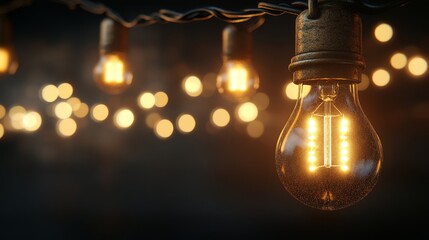 A cozy ambiance is created at outdoor gatherings on warm summer evenings by festive string lights