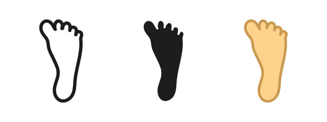 Foot icon. Human footprint vector illustration. Sole with five toes symbolizing walking or stepping. Anatomical sign for direction, health, barefoot activities or pathfinding.