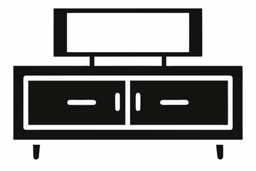 TV Stand Black Silhouette Vector Illustration