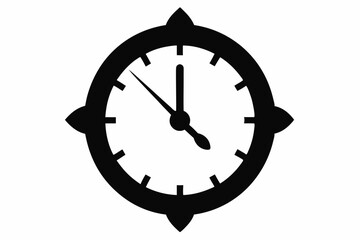 Wall Clock Black Silhouette Vector Illustration