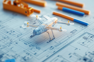 Designing innovative drone technology systems engineer's intricate schematics illustration technology lab technical drawing aerial applications expert perspective