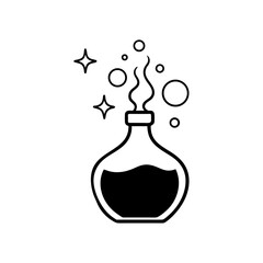 Potion bottles with magic smoke silhouette illustration