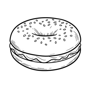 recommend clip art: Bagel with Cream Cheese Drawing