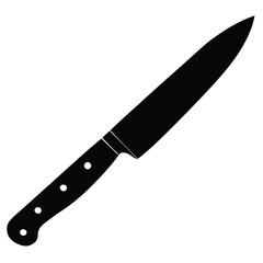 Isolated Black Vector paring knife WIith White Background
