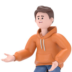 Fototapeta premium 3D illustration of male guy Qadir with SAD.Transparent Background Mockup.Supports PNG files with transparent backgrounds.