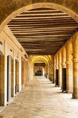 Arches in the Plaza Mayor Square in Salamanca, Spain